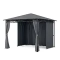 Gartenpavillon Gazebo 3x3m Schrägdach Sonnen UV-Schutz Partyzelt Wasserabweisend