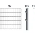 Alberts Komplettset Doppelstabmattenzaun, Anthrazit, Mattenbreite 2 m, 160 cm hoch, 18 m lang