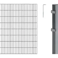 Alberts Doppelstabmatten Zaun, Höhe 160 cm, Länge 18 m, Zaun-Komplettset zum Einbetonieren, anthrazit, Pfosten 60x40 mm - Dunkelgrau
