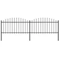 vidaXL Gartenzaun mit Speerspitzen Stahl (1,25 - 1,5) x 3,4 m Schwarz