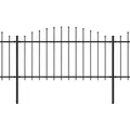 vidaXL Gartenzaun mit Speerspitze Stahl 359 x 150 cm Schwarz - Schwarz