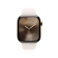 Apple Watch Series 10 LTE 42mm Gold Titangehäuse mit Starlight Sportarmband - M/L MX073QF/A