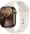 Apple Watch Series 10 GPS + Cellular 42mm Titan gold mit Sportarmband M/L polarstern