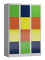 Lüllmann Schließfachschrank Fächerschrank 12 Fächer 1800 x 1200 x 500mm Spind (Bunt: RAL 7035 lichtgrau, Türen RAL 6018/5010/1018/3000 gelbgrün, enzianblau, zinkgelb, feuerrot)