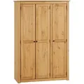 CARO-Möbel Kleiderschrank, Kiefer, Kiefer, Holz, Kiefer, Vintage, 118x175x50 cm, Schlafzimmer, Kleiderschränke, Drehtürenschränke