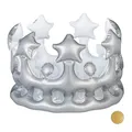 Relaxdays Aufblasbare Krone, Kostümzubehör Karneval, Accessoire für Prinzessin, König, JGA, Geburtstagskrone, Silber