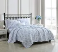 Laura Ashley Home – Bettwäsche-Set für Doppelbett, wendbar, Blumenmuster, Baumwolle, mit passendem Kissenbezug, Heimdekoration für alle Jahreszeiten (Walled Garden Blue, Twin)