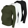 M.M.C. Umstandsshirt Langarm Basic Umstandsmode (3-tlg) schwarz XL