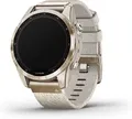 Garmin Fenix 7S 42 mm gold am Nylon Armband beige [Wi-Fi, Sapphire Solar Edition