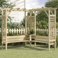 Kiefernholz Imprägniert Eckpergola mit Bank Holz Gartenbank Holzpergola vidaXL