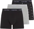Calvin Klein Herren 3er Pack Boxershorts Trunks Unterwäsche, Mehrfarbig (Black/Grey Heather/Subdued Logo), S