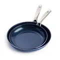 Blue Diamond Cookware Diamantinfundiertes 2-teiliges Bratpfannenset, 24 cm und 28 cm, Keramische Antihaftbeschichtung, PFAS-frei, Spülmaschinengeeignet, Backofenfest, Blau