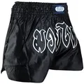 BAY-Sports Sporthose Thaiboxhose REMY Muay Thai Hose Shorts Thaiboxen MMA kurz Kickboxen kurze, leichte, locker sitzende Trainingshose, Schwarz/Weiß schwarz M