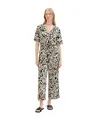 TOM TAILOR Damen Klassischer Overall mit Gürtel , black cut palmtree design, 36