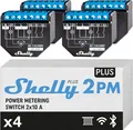 Shelly Plus 2PM, 4 Stück, 2-Kanal, 16 A, WLAN, Bluetooth, Leistungsmessung 