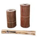 Beeteinfassung Weide 30cm Höhe Rollzaun Steckzaun Weidenmatte Teichumrandung Gartendeko + 7 x Steckpfosten + Kabelbinder