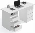 KOMTO Schreibtisch mit Schubladen - Oslo 140 x 60 x 74 cm Moderner Schreibtisch Bürotisch Computertisch Arbeitstisch Büro PC-Tisch Kinderschreibt Weiß