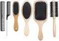 Sichler Beauty Haarbürste: 6er-Haarpflege-Set: 3 antistatische Holzbürsten, 1 Rundbürste, 2 Kämme (antistatische Haarbürste, Haarbürsten Set, Massage)