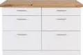 Zentrale Kücheninsel mit 6 Schubladen aus MDF und Metall - Weiß und natürliches Licht - ALEGRITA