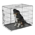 Kerbl Pet Gittertransportbox, zweitürig, Hundebox, Transportkiste, schwarz, 92x63x74cm, Metall, Hunde, herausnehmbare Kunststoffwanne