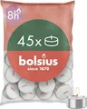 Bolsius D-light Teelichter - 45 Stück - im Beutel - Länge Brenndauer 8 Stunden - Dekorative Haushaltkerzen - Weiß - Enthält Natürliches Pflanzenwachs - Ohne Palmöl