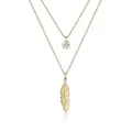 Elli Ketten-Set Feder Boho 925 Silber, mit Kristallen von Swarovski®, Boho goldfarben 45 cm