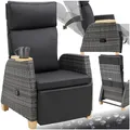 tectake Aluminium Rattansessel, wetterfest und UV-beständig, dicke Polsterung, 68,5 x 67 - 128 x 87 - 104 cm