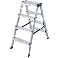 KRAUSE Stehleiter beidseitig MONTO Dopplo silber 2x 4 Stufen, H: 95,0 cm
