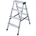 KRAUSE Stehleiter beidseitig MONTO Dopplo silber 2x 4 Stufen, H: 95,0 cm
