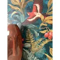 Newroom Vliestapete, Petrol Tapete Modern Dschungel - Mustertapete Blumentapete Grün Rot Tropisch Floral Palmenblätter Papagei für Wohnzimmer Schlafzimmer Küche rot