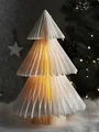 Spetebo LED Papier Weihnachtsbaum Deko - 30 cm - Falt Tannenbaum beleuchtet zum Stellen Wiederverwendbarer Weihnachts Baum weiß