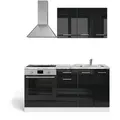 Vicco Singleküche, Schwarz Hochglanz, Weiß, Holzwerkstoff, Rechteckig, 160x81.6x46 cm, Küchen, Küchenzeilen & Küchenblöcke, Küchenzeilen ohne Geräte