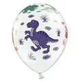 PartyDeco Weiße Latex Luftballons mit buntem Dinosaurier Druck - Luftballons mit Dinosaurier Druck - (1 Op. 6 Stück) für Hochzeit Geburtstag Party Hochzeit Taufe Baby Shower