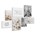 Leinwand Bilder Set Aufhängefertig PFLANZEN Zitate Paris Wanddeko 3D 110x80cm