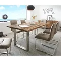 DELIFE Esstisch Reclaimed 200x100 cm Vintage-Optik Edelstahl schmal, Esstische