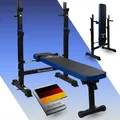 Fjoerdesports Hantelbank mit Ablage, Verstellbare Höhe & Klappbar, Schwerlast Gewichtheben, Heimtraining, Home Gym, Dip-Station, Fitnessstudio, Multifunktion Trainingsbank - Blau/Schwarz