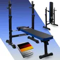Fjoerdesports Hantelbank mit Ablage, Verstellbare Höhe & Klappbar, Schwerlast Gewichtheben, Heimtraining, Home Gym, Dip-Station, Fitnessstudio, Multifunktion Trainingsbank - Blau/Schwarz