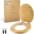 BENKSTEIN Premium Bambus-WC-Sitz, oval - Soft-Close- und Quick-Release-Funktion - Braun