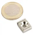 Neodym Flachleiste 10 x 13 x 5 mm mit Bohrung und Senkung (magnets4you) - bis 2,7 kg Haftkraft | Leistenmagnet schraubbar länglich | sehr stark Werkstattmaget, U-Profil, Haltemagnet
