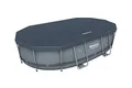 Bestway Flowclear PVC-Abdeckplane 418 x 230 cm, für Power Steel Oval Pool 424 x 250 x 100 cm, grau