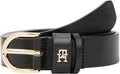 Tommy Hilfiger Damen Gürtel Essential Effortless 2,5 cm Ledergürtel, Schwarz (Black), 90 cm