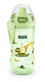 NUK Flexi Cup Trinklernflasche mit Trinkhalm, 300ml, auslauf- und bruchsicher, BPA-frei, 12+ Monate, Bagger (grün)