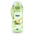 NUK Babyflasche Flexi Cup Trinklernflasche mit Trinkhalm, 300ml, Bagger (grün)