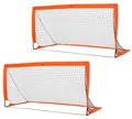 HOMCOM Fußballtore Fußballnetz 2er Set Minitore Faltbar Oxfordstoff Orange