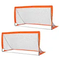 HOMCOM Fußballtore, Fußballnetz, 2er Set Minitore, Faltbar, Metall, Oxfordstoff, für Kinder, Outdoor, Orange, 183 x 90 x 90 cm