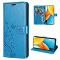 betterfon Handyhülle kompatibel mit ZTE Blade V60 Vita | Premium PU Leder Handy Hülle Wallet Case | Schutzhülle Blumen Klapphülle | Blau