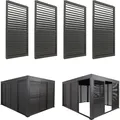 4er-Set Aluminium Schiebetür für Pergola MCW-L46, Terrassenüberdachung, Lamellenpaneel Modul, 206x369cm  anthrazit