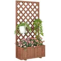 Outsunny Hochbeet Pflanzenkasten mit Rankgitter, Spalier Pflanzkübel, Blumenkasten Holz, 72,5x31,5x149,5cm für Garten Balkon Terasse, Blumenkübel für Kletterpflanzen, Blumen, Orange