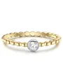 GLANZSTÜCKE MÜNCHEN Damen Ring aus 925/- Sterling Silber gelbvergoldet/silber mit Zirkonia weiß - Solitärring bicolor Silberring Gelbgold