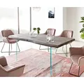 DELIFE Esstisch Edge 180x90 XL Akazie Platin Glas Live-Edge, Esstische, Baumkantenmöbel, Massivholzmöbel, Massivholz